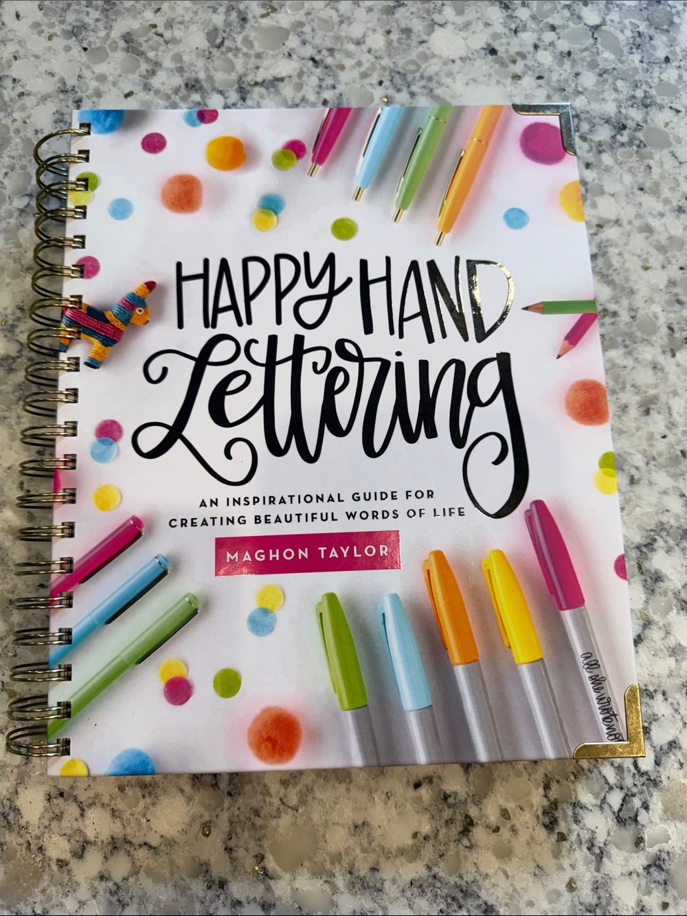 Happy Hand Lettering Spiral Notebook by Maghon Taylor
